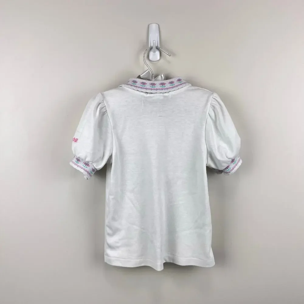 Vintage OshKosh B'gosh Short Sleeve White Flower Top 4T USA